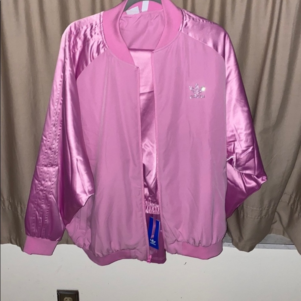 Adidas Originals Rhinestone Logo Bomber Jacket & Pants Bliss Orchid -